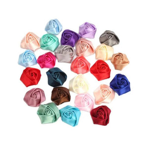 20pcs Satin Rose Silk Ribbon Flowers Sewing Clothing Hats Headwear Accessories