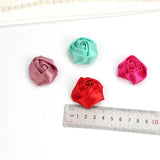 20pcs Satin Rose Silk Ribbon Flowers Sewing Clothing Hats Headwear Accessories