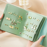 Book Type PU Leather Earring Stud Storage Bag, Multi-layer Jewelry Organizer