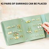 Book Type PU Leather Earring Stud Storage Bag, Multi-layer Jewelry Organizer