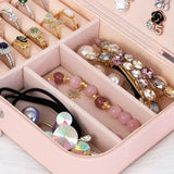 Portable Jewelry Box Organizer Travel Case Button