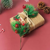 Pine Needle Christmas Branches Mini Red Berries Xmas Tree Decor DIY Craft