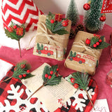 Pine Needle Christmas Branches Mini Red Berries Xmas Tree Decor DIY Craft
