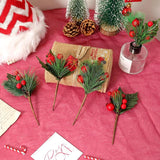 Pine Needle Christmas Branches Mini Red Berries Xmas Tree Decor DIY Craft