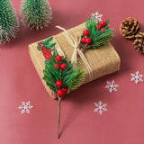 Pine Needle Christmas Branches Mini Red Berries Xmas Tree Decor DIY Craft