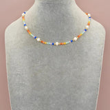 Colorful Boho Choker Necklace Freshwater Pearl & Opal Beads