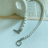 Gradient Size Bright Pearl Clavicle Chain