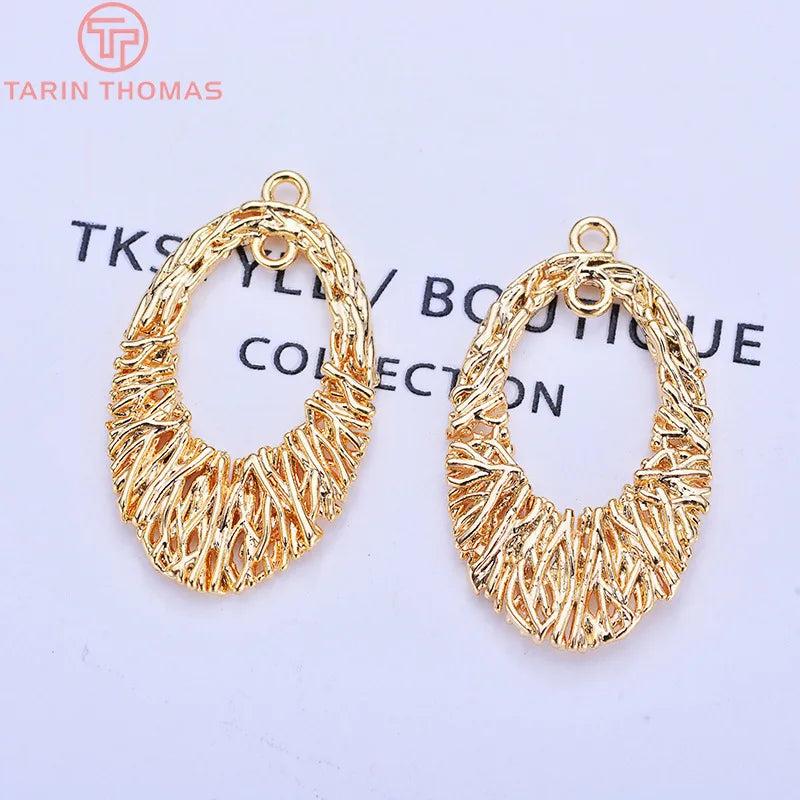 6PCS 14x25MM 24K Brass Bird's Nest Earrings Charms