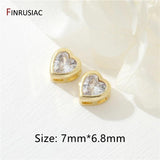 14k Plated Zircon Heart Spacer Beads Jewelry Making Supplies