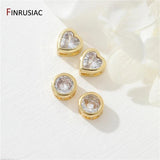 14k Plated Zircon Heart Spacer Beads Jewelry Making Supplies