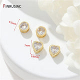 14k Plated Zircon Heart Spacer Beads Jewelry Making Supplies
