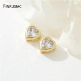 14k Plated Zircon Heart Spacer Beads Jewelry Making Supplies