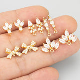 18k Rhodium Plated Zircon Charms for DIY Earrings