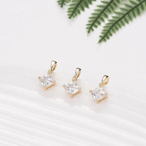 14K Brass Zircon Rhombus Shape Charms Pendants Jewelry Making DIY Findings