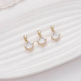 14K Brass Zircon Rhombus Shape Charms Pendants Jewelry Making DIY Findings