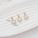 14K Brass Zircon Rhombus Shape Charms Pendants Jewelry Making DIY Findings