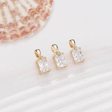 14K Brass Zircon Rhombus Shape Charms Pendants Jewelry Making DIY Findings