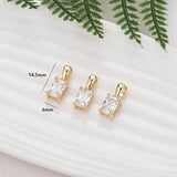 14K Brass Zircon Rhombus Shape Charms Pendants Jewelry Making DIY Findings