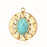 3pcs 316 Stainless Steel DIY Eye Cross Charm Malachite Necklace Pendant