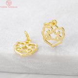 6PCS 10x16MM 24K Brass Chinese Character Charm Pendants