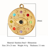 3pcs Rainbow Stone Evil Eye Pendant 316 Stainless Steel Jewelry Necklace Charm
