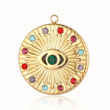 3pcs Rainbow Stone Evil Eye Pendant 316 Stainless Steel Jewelry Necklace Charm