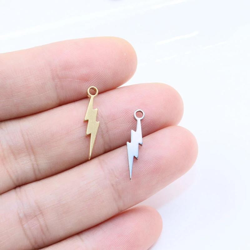 10pcs 18*4mm Stainless Steel Mini Lightning Charms Pendant DIY