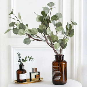Artificial Eucalyptus Branch with Green Leaves for Home Decoration