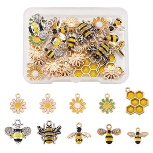 Bees Daisy Honeycomb Alloy Enamel Charms Elephant Cow Animal DIY