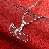 Turkey Map Flag Necklace Pendant Women Jewelry Turkiye Cumhuriyeti