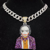 Hip Hop Iced Out Bling Clown Pendant Necklace with Chain