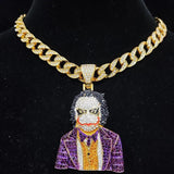 Hip Hop Iced Out Bling Clown Pendant Necklace with Chain