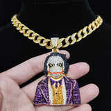 Hip Hop Iced Out Bling Clown Pendant Necklace with Chain