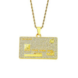 Men's Full Iced Out Credit Card Pendant Necklace with Cuban Chain