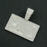 Men's Full Iced Out Credit Card Pendant Necklace with Cuban Chain