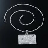 Men's Full Iced Out Credit Card Pendant Necklace with Cuban Chain