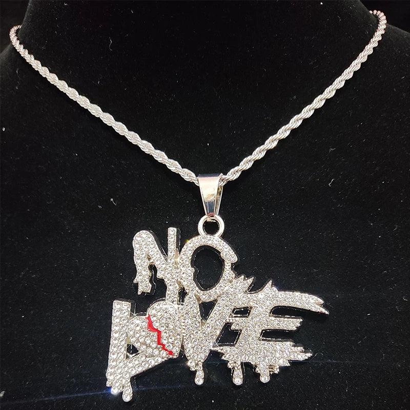 Hip Hop Cuban Chains NO LOVE Necklace Pendants for Men and Women