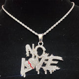 Hip Hop Cuban Chains NO LOVE Necklace Pendants for Men and Women