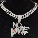 Hip Hop Cuban Chains NO LOVE Necklace Pendants for Men and Women