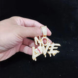 Hip Hop Cuban Chains NO LOVE Necklace Pendants for Men and Women