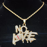 Hip Hop Cuban Chains NO LOVE Necklace Pendants for Men and Women
