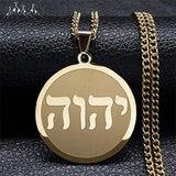 Stainless Steel Jewish Christian Pendant Necklace Tetragrammaton Jehovah Yahweh