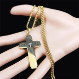 Christian Cross Holy Bible Necklace Stainless Steel