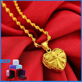 Dubai 24k Necklace Hollow Love Heart Pendant Waterwave Chain Neck Collar