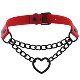 Red PU Leather Clavicle Chain Collar Necklace Harajuku Gothic Choker
