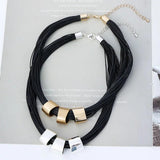 Vintage Metal Pendant Choker Necklace Leather Collar Chain