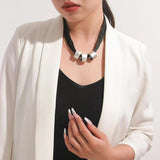 Vintage Metal Pendant Choker Necklace Leather Collar Chain