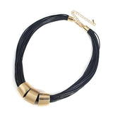 Vintage Metal Pendant Choker Necklace Leather Collar Chain