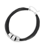 Vintage Metal Pendant Choker Necklace Leather Collar Chain