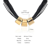 Vintage Metal Pendant Choker Necklace Leather Collar Chain